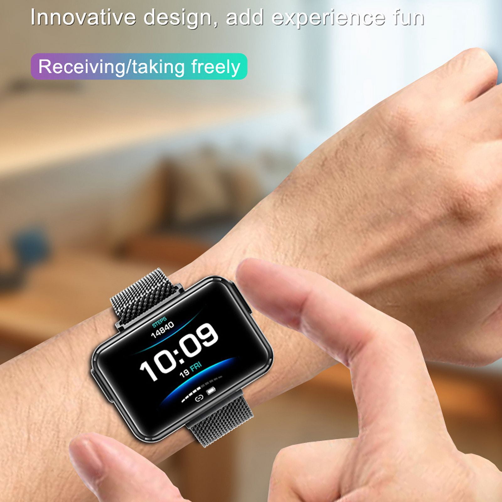 Rainbuvvy T91 Smart Watch 1.4 Inch Portable Bluetooth Headset Built-in Charging Case Bluetooth 5.0 Sports Watch