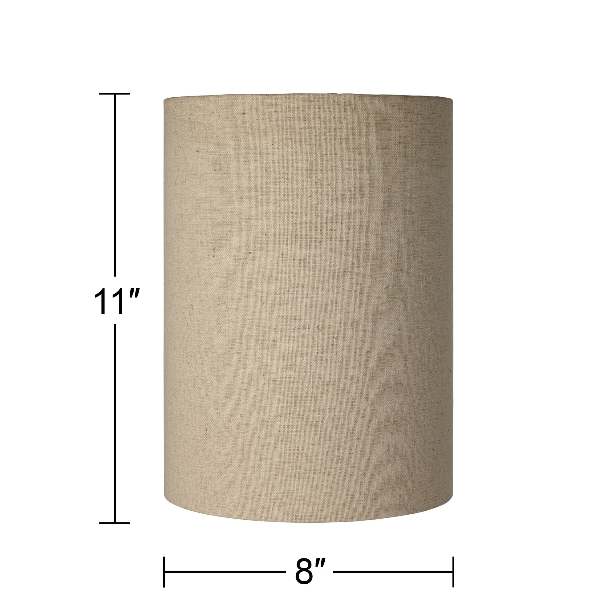 Springcrest Set of 2 Cylinder Lamp Shades Tan Small 8" Top x 8" Bottom x 11" High Spider with Replacement Harp and Finial Fitting