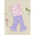 thumbnail image 3 of Bagilaanoe 2pcs Toddler Baby Girl Pants Set Flower Short Sleeve T-shirt Tops + Flare Trousers 6M 12M 18M 24M 3T 4T Kids Casual Clothes, 3 of 7