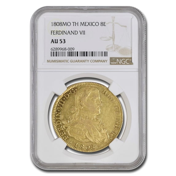 1808-Mo Mexico Gold 8 Escudos Ferdinand VII AU-53 NGC