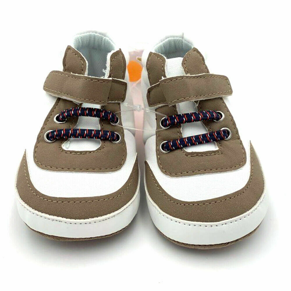 NEW Baby Boys Navy Blue or Brown Hi-tops Smart Sneaker Shoes 0-6-12-18 months 