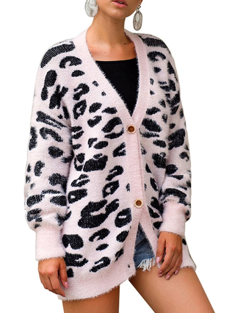 Womens Long Sleeve Button Down Sweater 