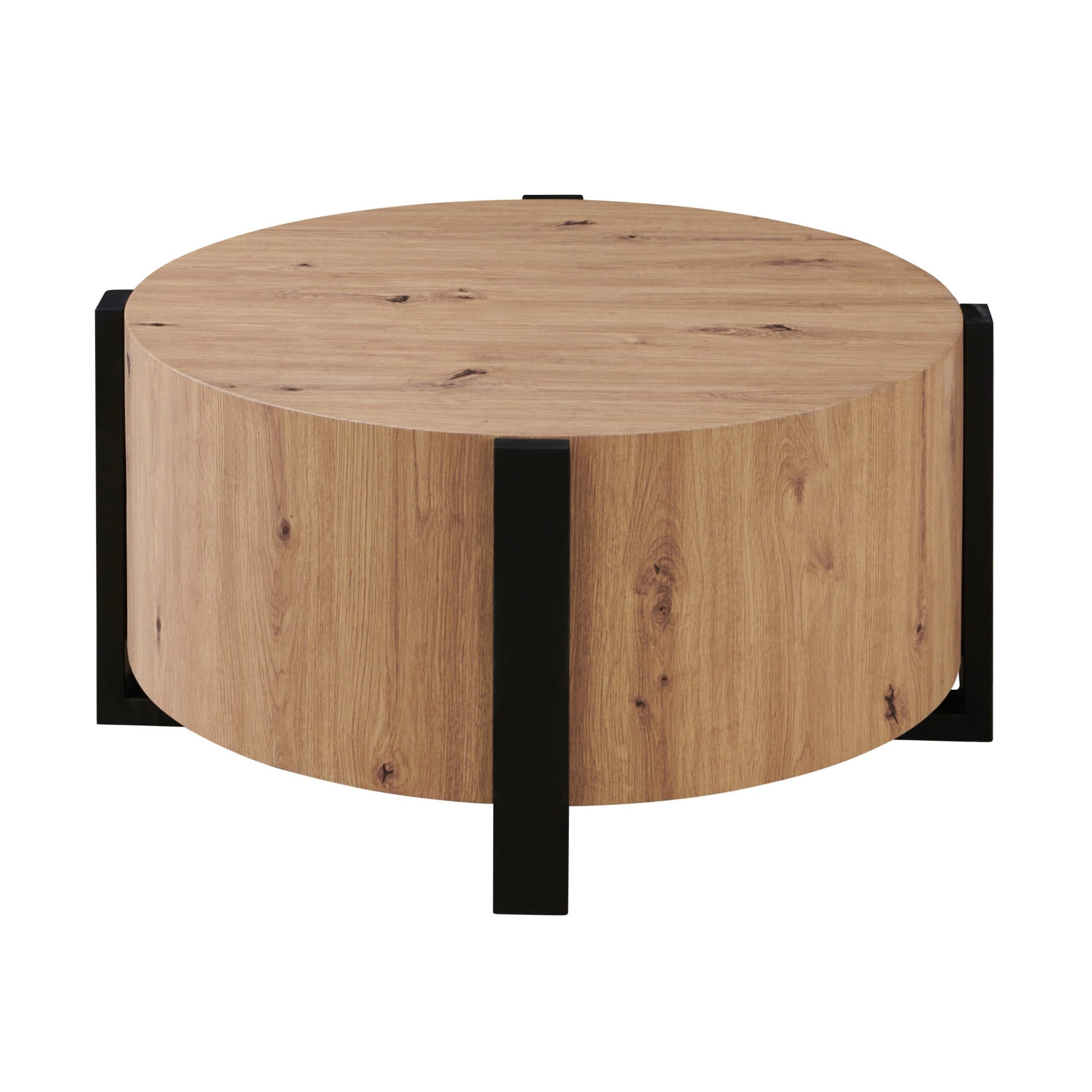Steve Silver Darcie Modern 36" Round Wood Coffee Table, Natural Brown
