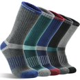 thumbnail image 1 of Calcetines de senderismo MOGGEI de lana merino para mujer y hombre, 5 pares, 1 of 7