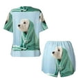 thumbnail image 5 of Picia Dog Wrapped in Towel Pajamas Sets for Women Soft Short-Sleeved Pjs with Lounge Shorts Two Piece Sleepwear-, 5 of 9