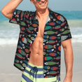 thumbnail image 7 of Pofeuu Hand Drawn Colorful Fishes Print Hawaiian Shirt for Men Sleeves Casual Button Down Summer Beach Dress Shirts T-Shirts,X-Large, 7 of 7