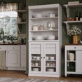 thumbnail image 3 of Palace Imports 100% Solid Wood 32" Kitchen Pantry Storage Cabinet with Glass Doors, Adjustable Shelves and 2-Drawers, White, 3 of 6