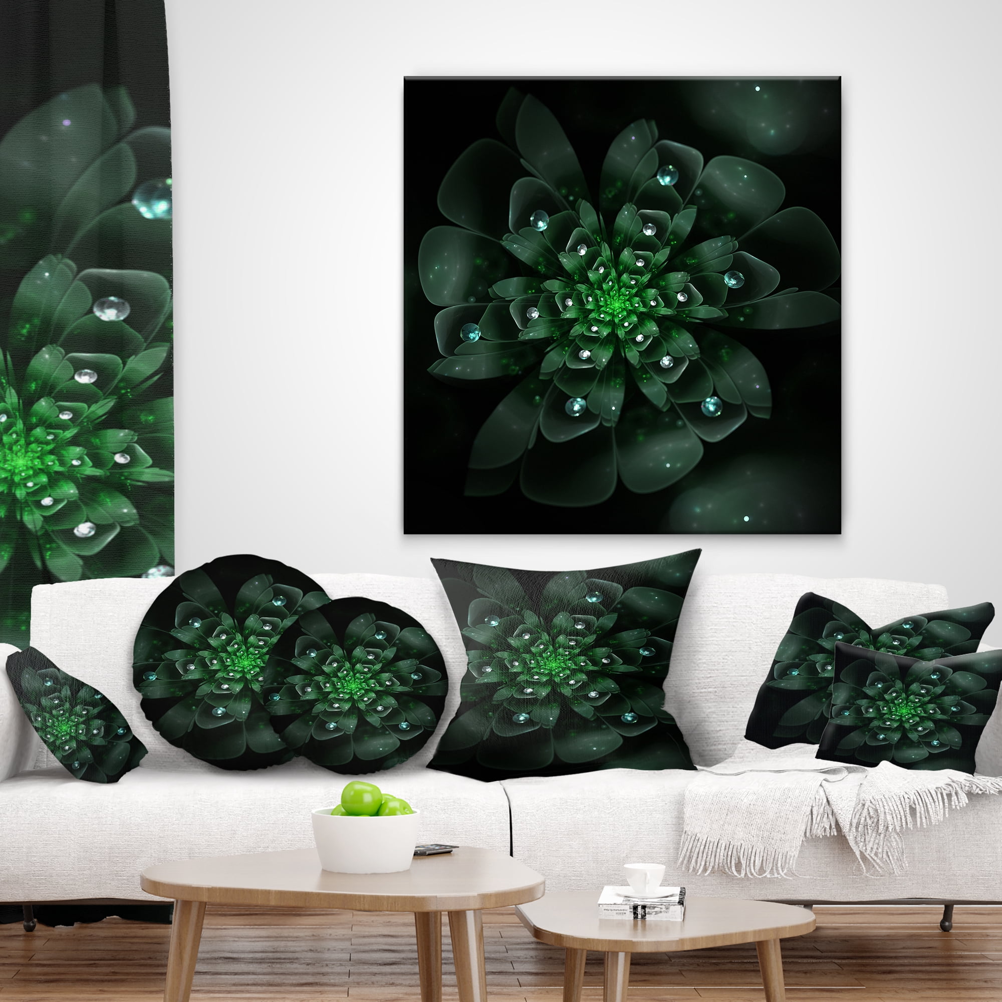Designart 18" x 18" Green Polyester Throw Pillow