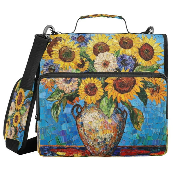 YAZAOO Zipper Binder trapper keeper Documents Organized Design Bold Bouquet in Blissful Blue Printed