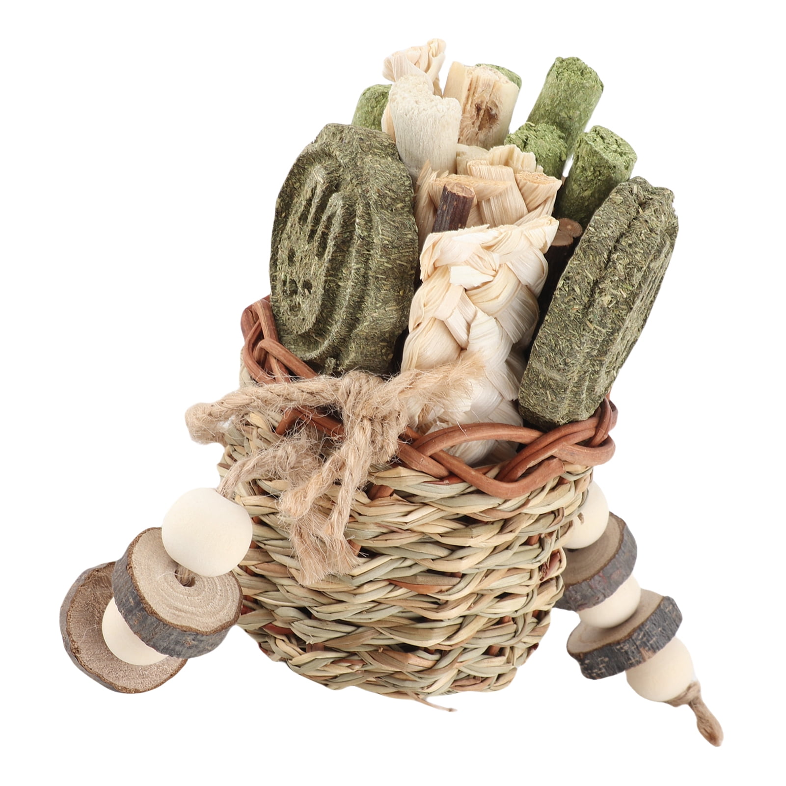 LAZIOEGR 19-Piece Hamster Chew Toys Set Natural Wood Applewood Sticks & Seagrass Basket Bunny Guinea Pig Chinchilla Molar Teeth Care 7.9 inches / 20 cm Length