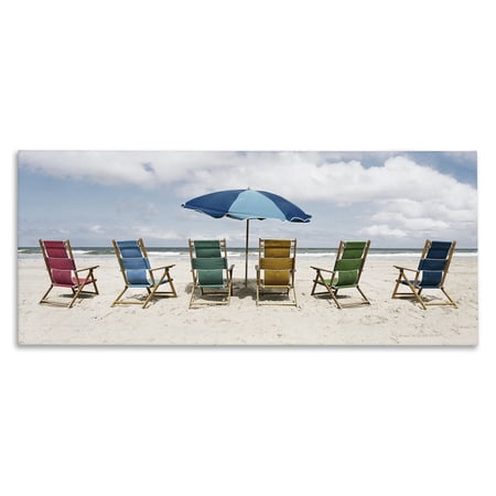 Stupell Industries Colorful Beach Chairs Landscape & Nature Photography Wrapped Canvas Canvas Art Print Wall Art 48 x 20