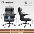 thumbnail image 2 of Ninecer 500lbs Big and Tall Office Chair with Inflatable Lumbar Support, Ergonomic Executive Desk Chair with Extra Wide Seat, Adjustable Height Computer Chair, Heavy Duty Leather Office Chair, Black, 2 of 6
