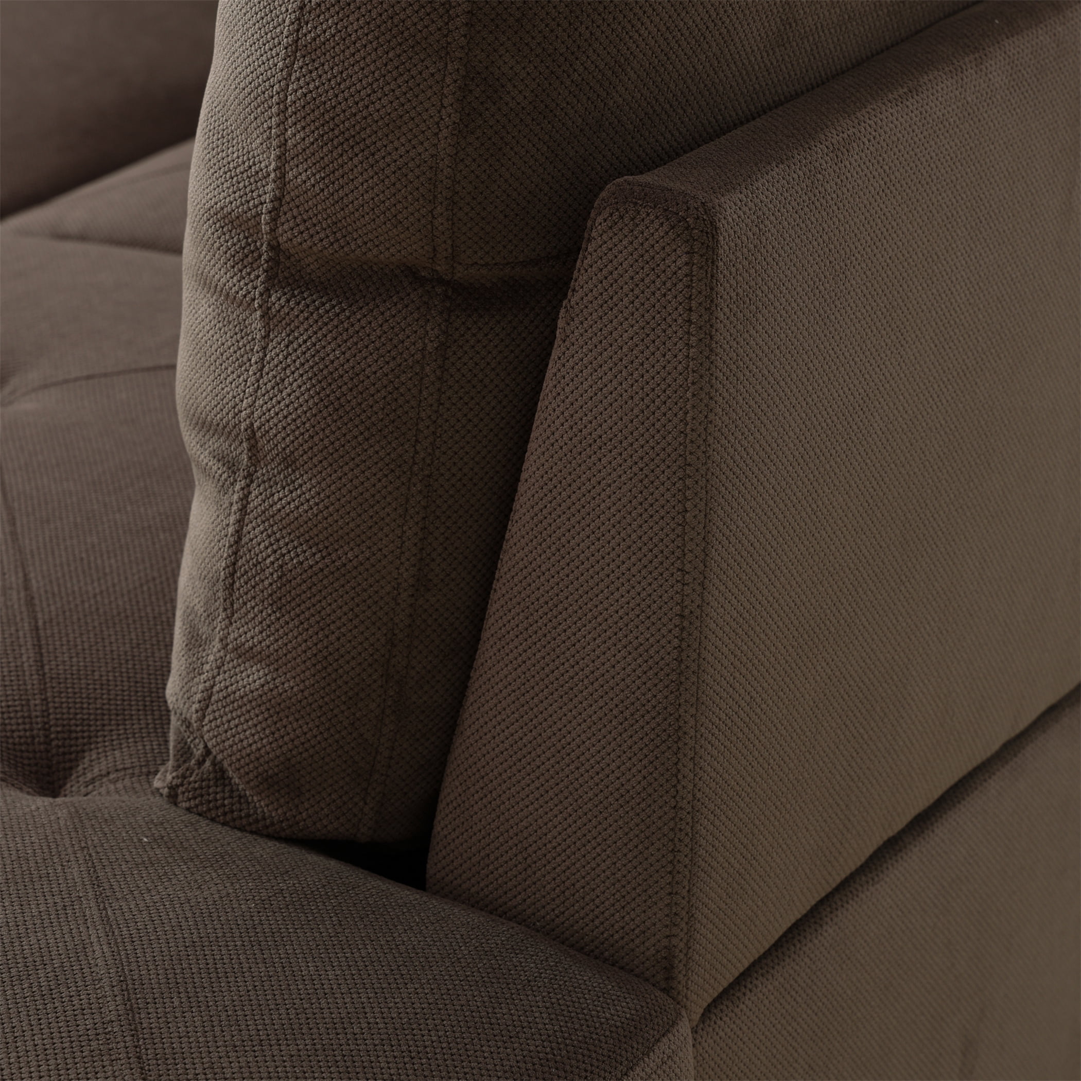 Aukfa 97" Classic Sectional Sofa 4 Seat L shape Couch for Living Room, 2Pillows, Oversized Right Chaise, Chenille, Brown