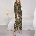 thumbnail image 3 of Vsdgher Leopard Print-1 Pajamas Set Long Sleeve Sleepwear Womens Button Down Nightwear Pj Sets-XX-Large, 3 of 7
