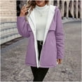 thumbnail image 5 of Fnooota Womens Winter Coats with Hood, Warm Mid-length Zip Front Fleece Liner Winter Outerwear Purple Size XL, 5 of 7