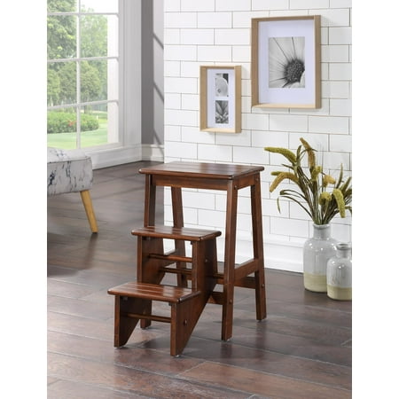 UPC: 0852896368241 | Boraam Niko 24in. Folding 3-Step Wood Stool – Cappuccino Finish