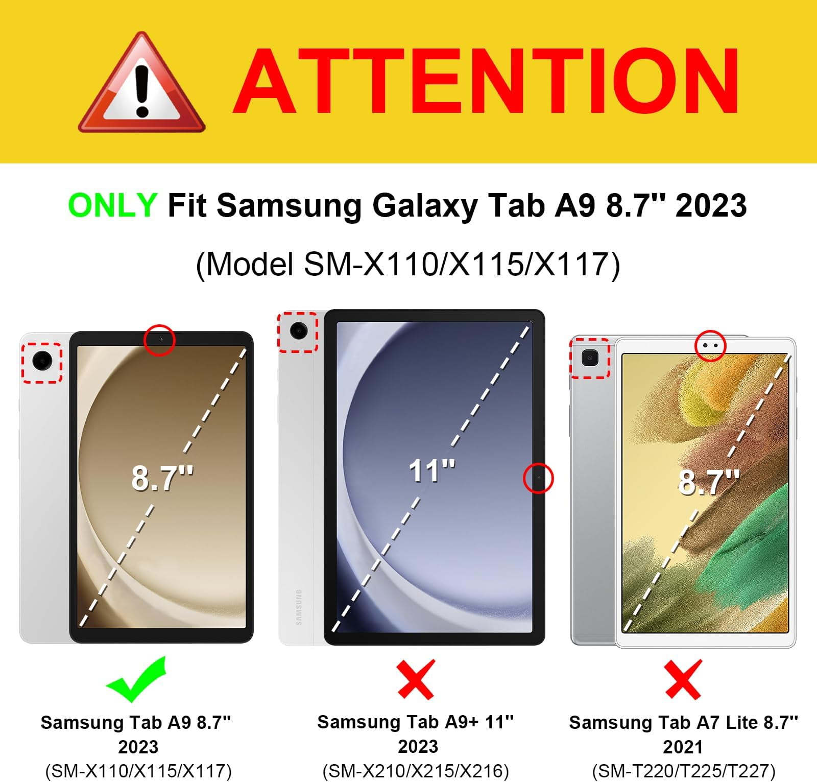 COQUE SMART NOIR Premium pour Samsung Galaxy Tab A9 8,7 2023 SM