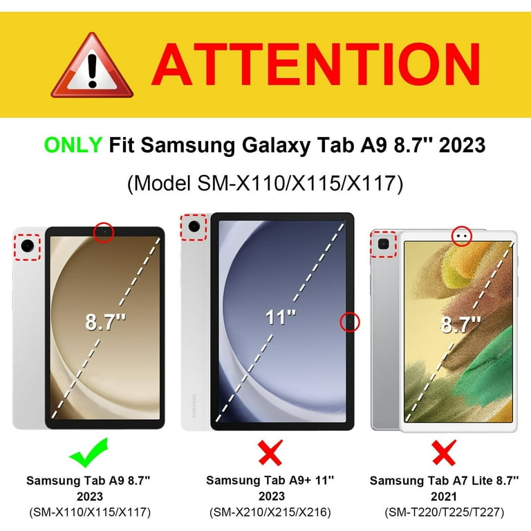 Fintie Slim Case for Samsung Galaxy Tab A9 8.7 inch 2023 Model (sm-x110/x115/x117), Shockproof Kids Friendly Soft TPU Smart Stand Back Cover, Black
