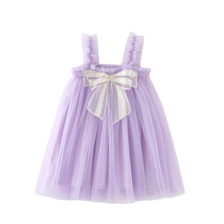 

Girls Dresses Baby Kids Bowknot Sequin Summer Sleeveless Beach Tutu Casual Layered Tulle Princess Birthday Party Beach 1-6Y Dresses For Girls