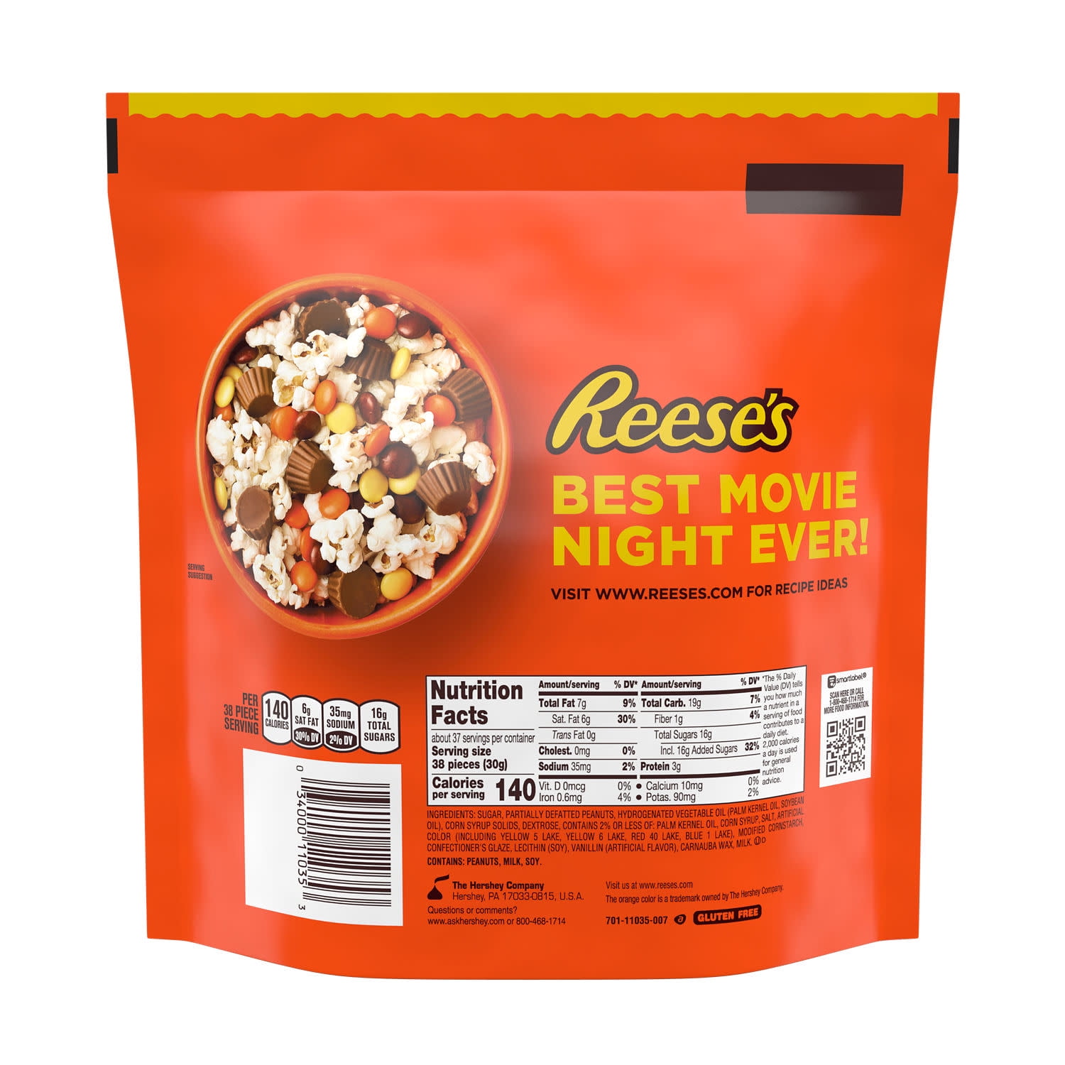 Reese's Pieces Peanut Butter In a Crunchy Shell Candy, Party Pack 39 oz