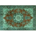 thumbnail image 1 of Ahgly Company Machine Washable Indoor Rectangle Persian Turquoise Blue Traditional Area Rugs, 8' x 10', 1 of 4