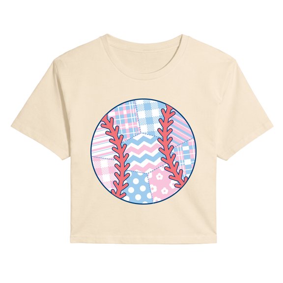 Instant Message - Patchwork Baseball Women's Cropped Graphic T-Shirt