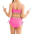 thumbnail image 5 of Gelikeya Girls Swimsuits Teen Girls Two Piece Bathing Suit High Waist Bikini Set with Chest Pad Color Block Swimwear 9-16T #01 Hot Pink & 9-10 Years, 5 of 5