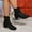 Black, variant on Women's Glitter Ankle Boots for Women Mid Calf Chunky Heel Side Zipper Round Toe Party Night Out Dress Boots Silver 40