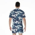 thumbnail image 2 of Blue And White Camouflage Short Sleeve Men'S Rompers, Camo Camouflage Casual Summer Jumpsuits Outfit, 2 of 4