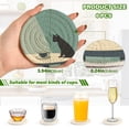 thumbnail image 2 of Yayeee 6 PCS Drink Coasters with Holder Set Woven Absorbent Round Tabletop Hot Pad, Black Cat, 2 of 7