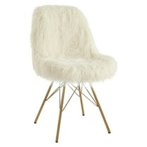 Chair - Cream Faux Fur Accent Seating with Gold Base