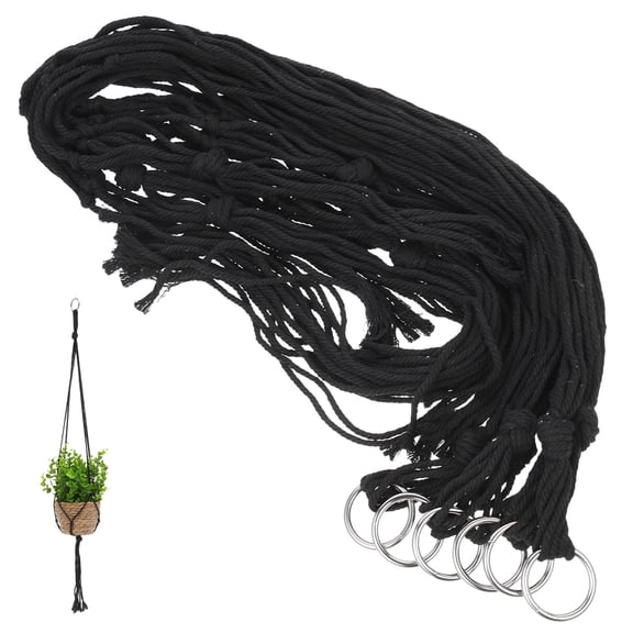 OFFIGAM 6-Pack Black Macrame Plant Hangers Woven Flower Pot Holders for Indoor and Outdoor Wall Decor