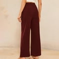 thumbnail image 5 of ZQUUVOU Women's Corduroy Pants Casual Soft Ribbed Wide Straight Leg with Pockets Streetwear Trousers Fall Outfit Burgundy, 5 of 7