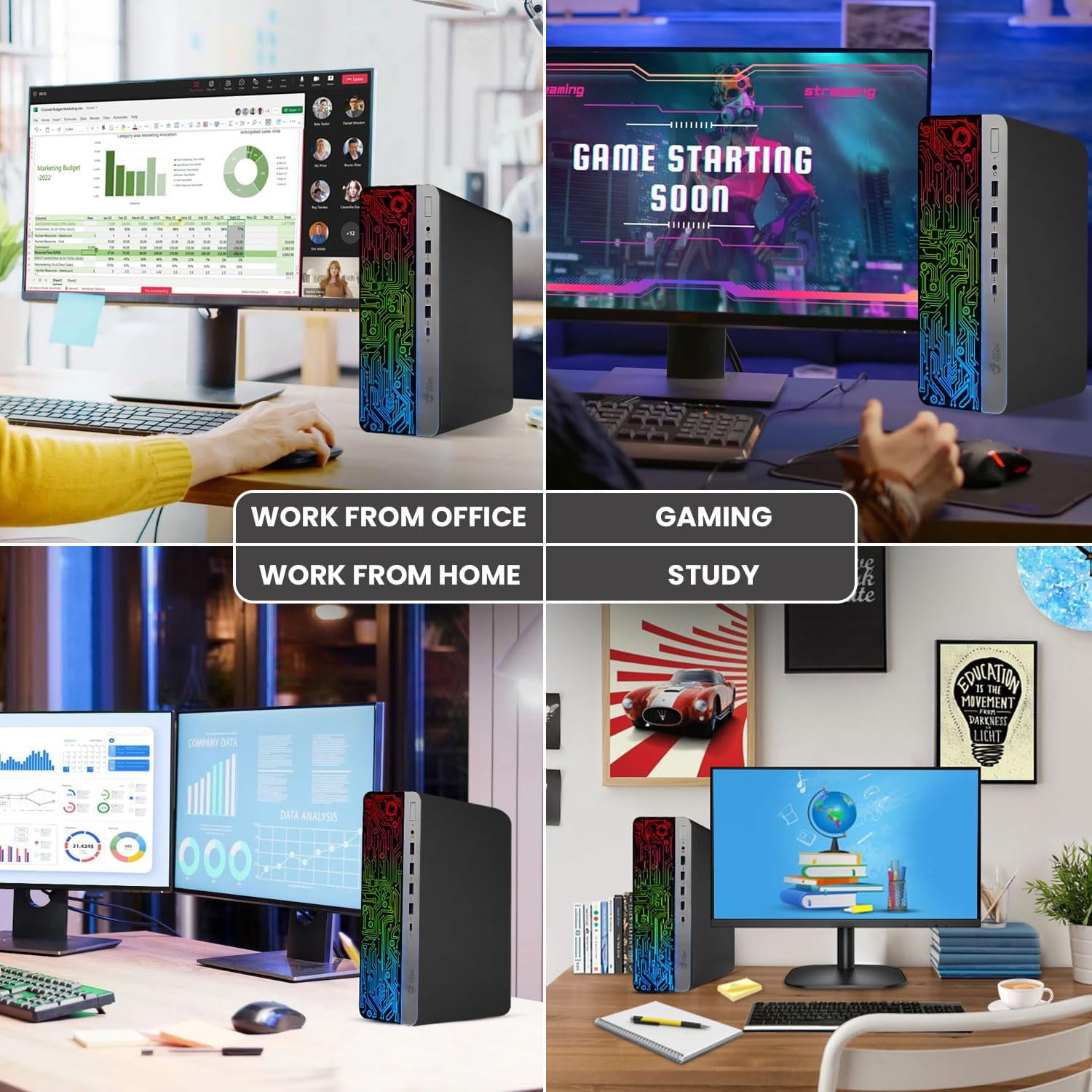 Restored HP RGB 600 G3 Desktop Computer Gaming PC, Intel i7-7700 upto 4.20GHz, 16GB Ram, 256GB +1TB HDD, 22in Monitor, NVIDIA GeForce GT 1030, BTO RGB Keyboard & Mouse, Windows 11 Pro (Refurbished)