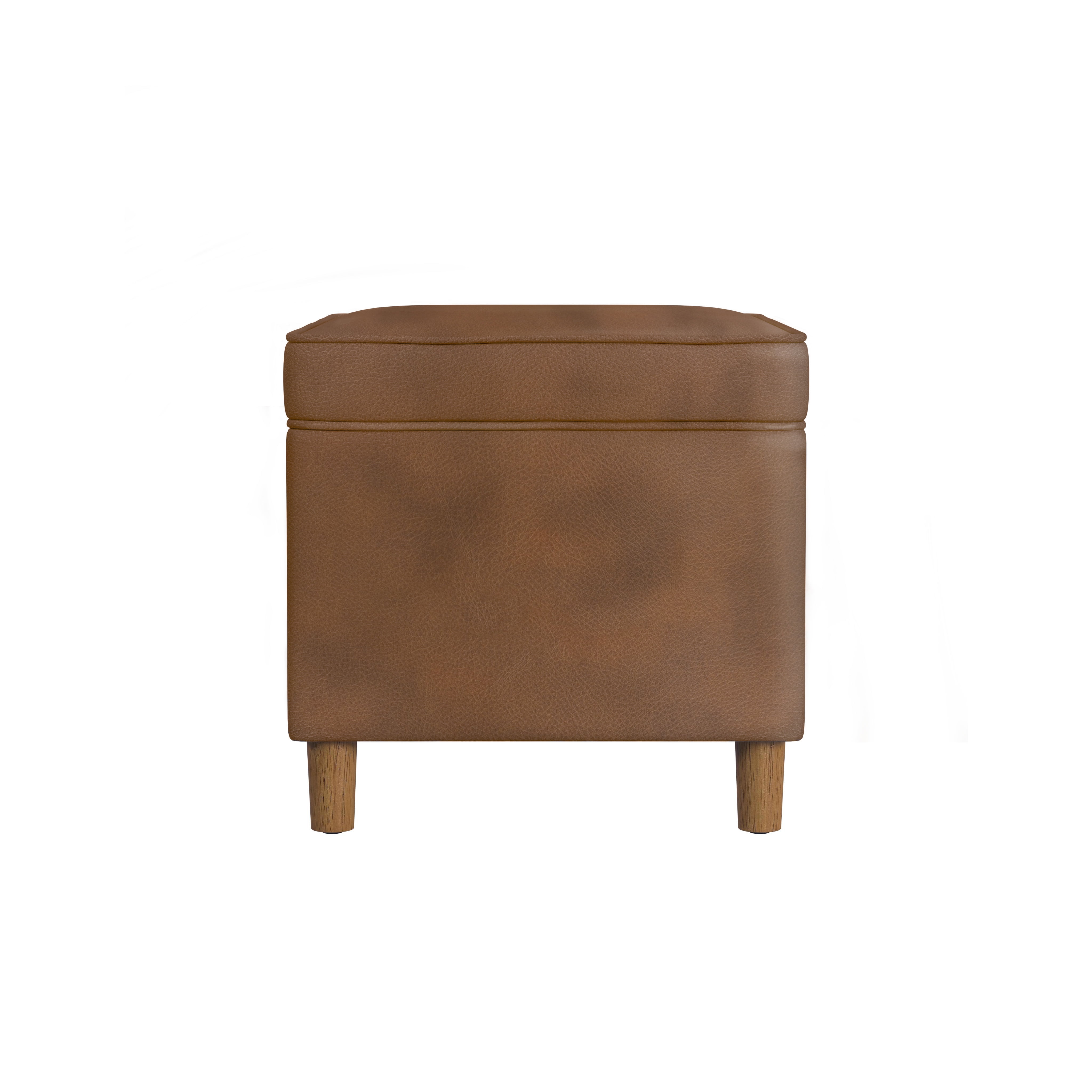 HomePop Dinah Storage Ottoman, Brown Faux Leather