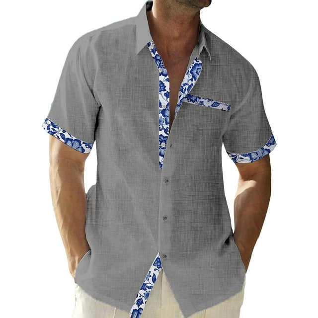 Hawaiian Shirt For Men, Men's Vintage Button Down Bowling Shirts Short Sleeve Summer Beach Shirt 2XL
