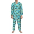 thumbnail image 3 of Cauagu Cartoon Monster Truck Print Men's Long-Sleeve Pajama Set,Soft Button-Front 2Pjs for Men Long Sleeve Men’s Sleepwear-Large, 3 of 7