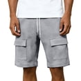 thumbnail image 5 of Nmnitkp Mens Shorts Waffle Knit Cargo Shorts Elastic Waist Drawstring Multi-Pocket Lightweight Breathable Casual Summer Athletic Shorts Dark Gray,3XL, 5 of 6