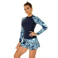 thumbnail image 5 of SWSMCLT Women's Long Sleeve Rash Guard Rashguard Shirt Modest Swimwear Swimsuit Summer Beach Surf 2 Piece Bathing Suit Boyshort Swimshorts Blue 6, 5 of 5