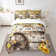 thumbnail image 2 of Homewish Vibrant Sunflower Floral Bedding Comforter Set 7pcs for Kids, Rustic Wooden Plank Queen Bedding Sets, Cartoon Butterfly Queen Sheet Sets, Super Cozy Room Decor, 2 of 7