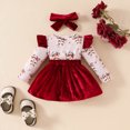 thumbnail image 6 of JFOPQVSM Baby Girls Christmas Comfortable and Breathable Long Sleeved Dress Cute Cartoon Print Bodysuits, 6 of 7