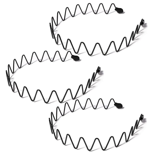 KELUBATU 3 Piezas Diademas para el Cabello para Hombres Diademas de Metal a la Moda Diademas para el Cabello Negras Unisex Diademas Antideslizantes de Primavera para Deportes y Uso Diario