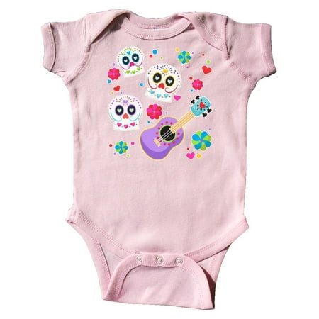 

Inktastic Day of the Dead Owl Sugar Skulls and Guitar Gift Baby Boy or Baby Girl Bodysuit