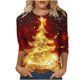 thumbnail image 2 of Fiudx Camisetas para Mujer Camiseta de Manga 3/4 con Cuello Redondo y Estampado Navideño para Mujer, Jersey con Cuello Redondo, Top/Camisa de Manga Larga con Cuello Redondo, 2 of 5