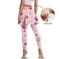 thumbnail image 4 of COEQINE Breathable Yoga Skirted Legging for Women with Pockets Pink Stripes and Paw Prints Pattern Pleated Tennis Skirts with Leggings Comfy Breathable Golf Leggings, XS, 4 of 7
