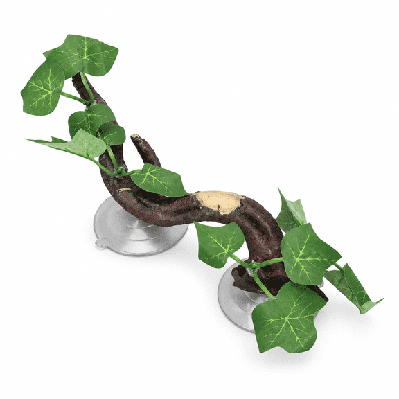Realistic Reptile Corner Branch Climbing Plant Decoration for Aquarium and Terrarium Habitats, 9.84 inches / 25.0 cm, Green