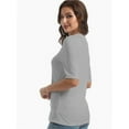 thumbnail image 3 of Women's Short Sleeves T Shirt Casual V Neck Solid Casual Sweatshirt, 3 of 4