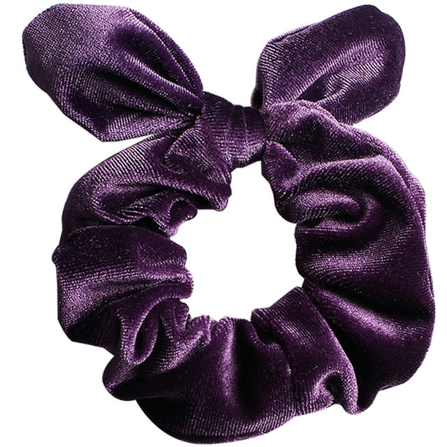 Bunny Ear Hair Scrunchie Decorative Velvet Hair Tie Solid Color Hair Scrunchie