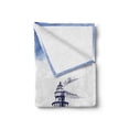 thumbnail image 2 of Lighthouse Soft Flannel Fleece Throw Blanket, Nostalgic Watercolors Gull Anchor Tower Nautical Theme, Cozy Plush for Indoor and Outdoor Use, 70" x 90", Blue and White, by Ambesonne, 2 of 6