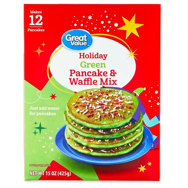 Great Value Holiday Green Pancake & Waffle Mix, 15 oz Baking Mixes